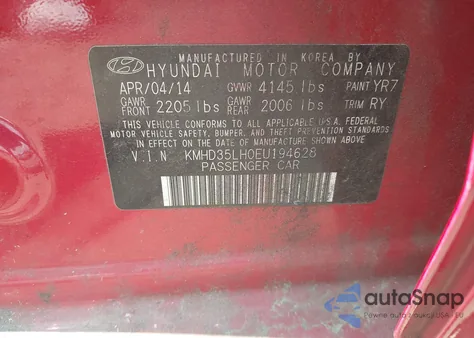 2014 Hyundai Elantra Gt из США, поврежденный, VIN KMHD35LH0EU194628